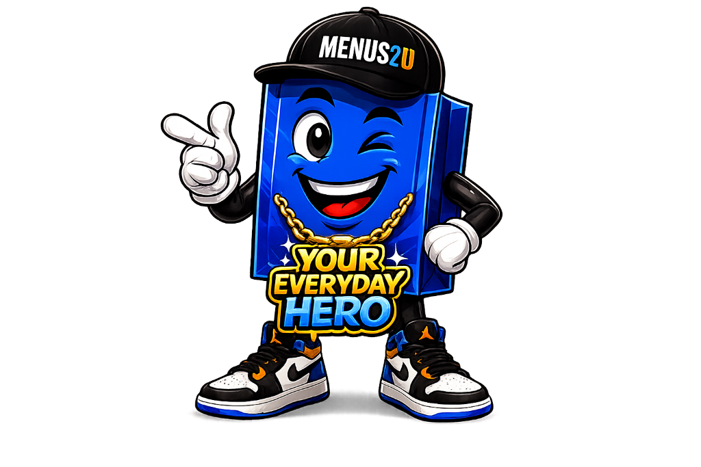 Menus2U Mascot — Your Everyday Hero
