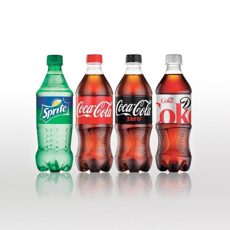 Assorted 20 oz soda bottles