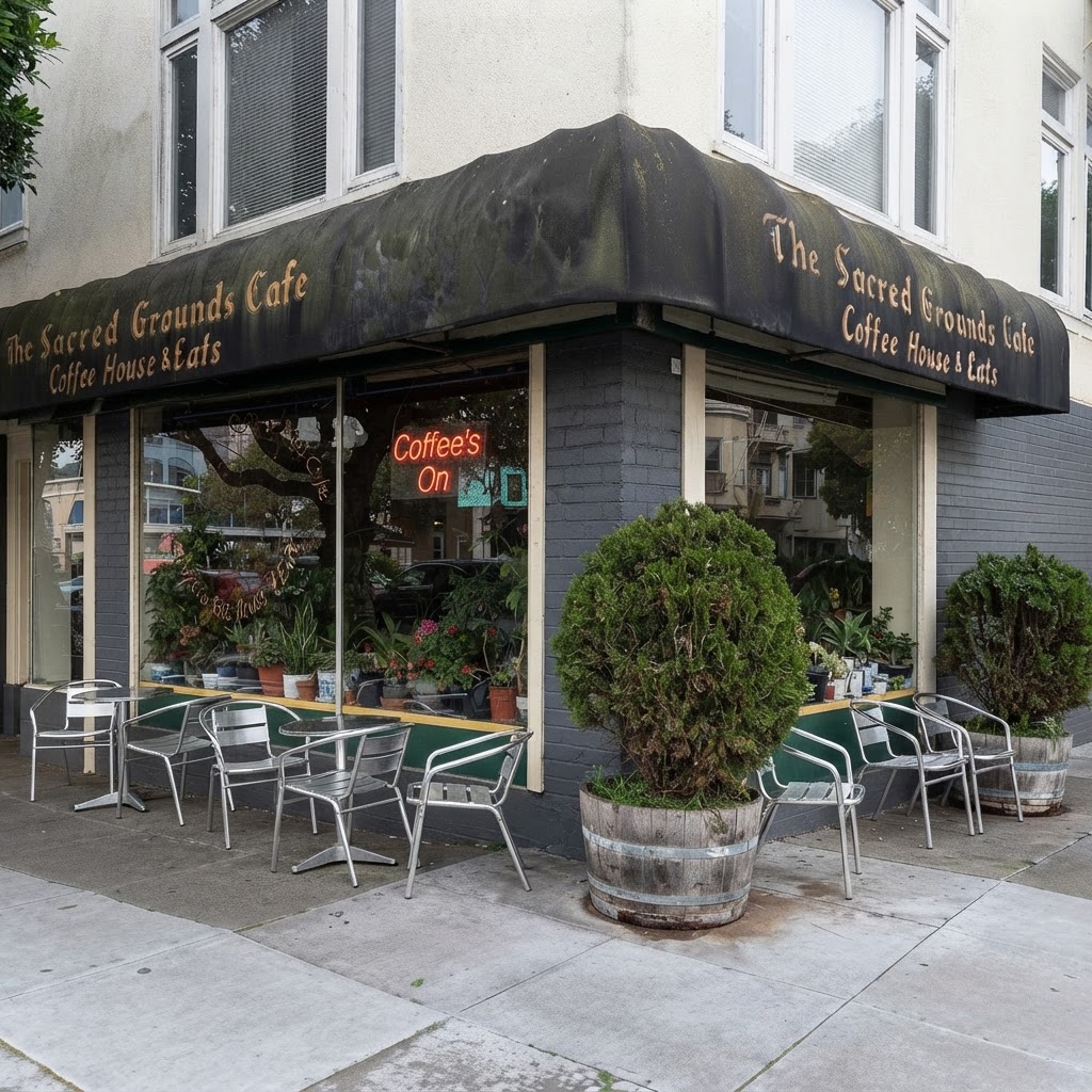 The Sacred Grounds Cafe — a Victorian house cafe in San Francisco's Hayes Valley