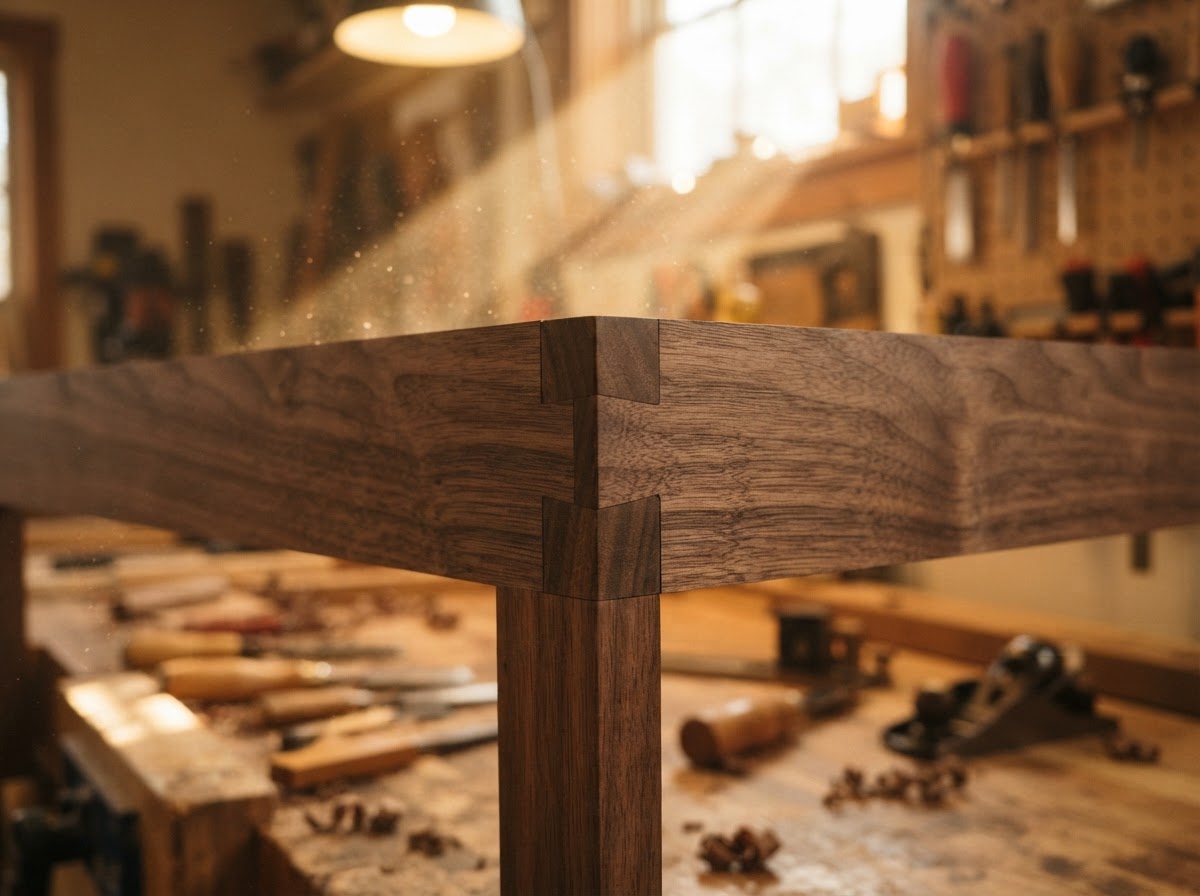 Detail of fine woodworking craftsmanship
