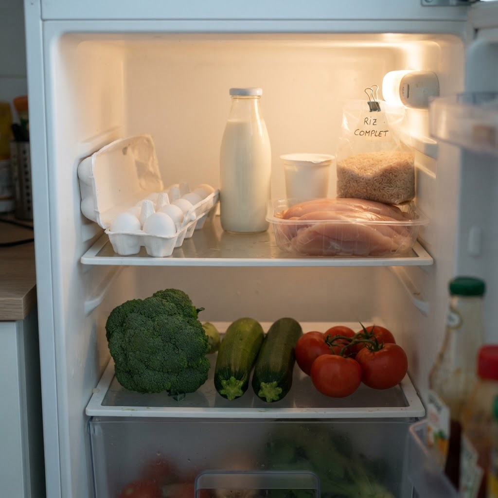Frigo scanné avec aliments détectés