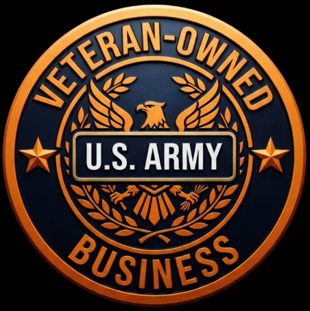 Veteran-owned U.S. Army emblem — Honor, Service, Commitment