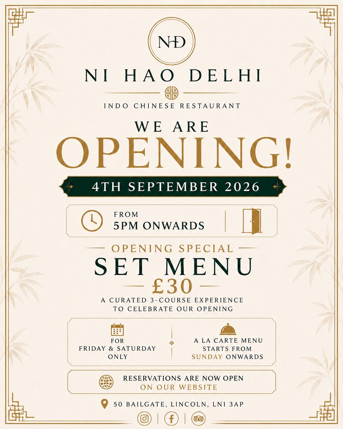 Ni Hao Delhi — We Are Opening 4th September 2026