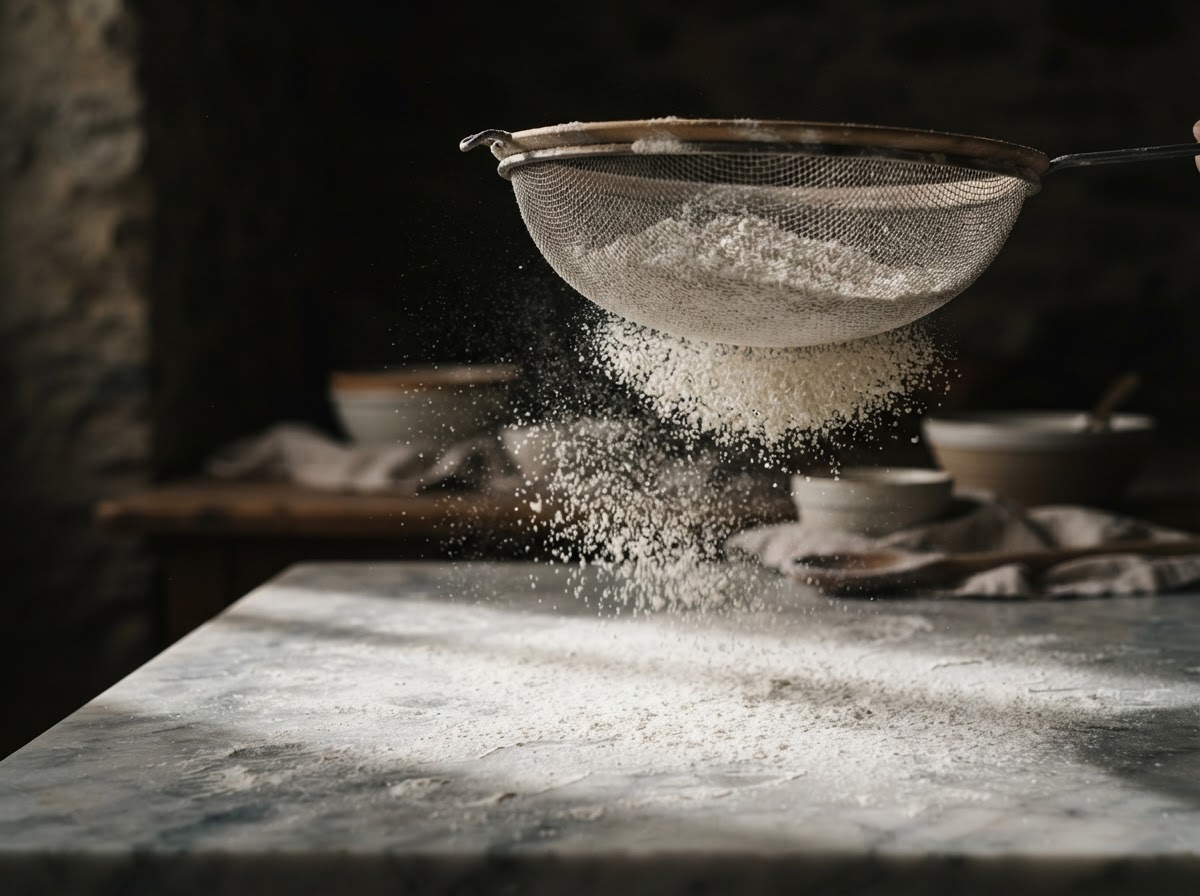 Flour dusted over marble