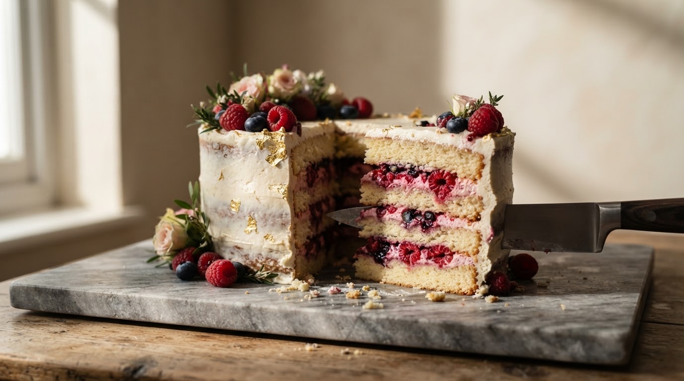A cake revealing its layers