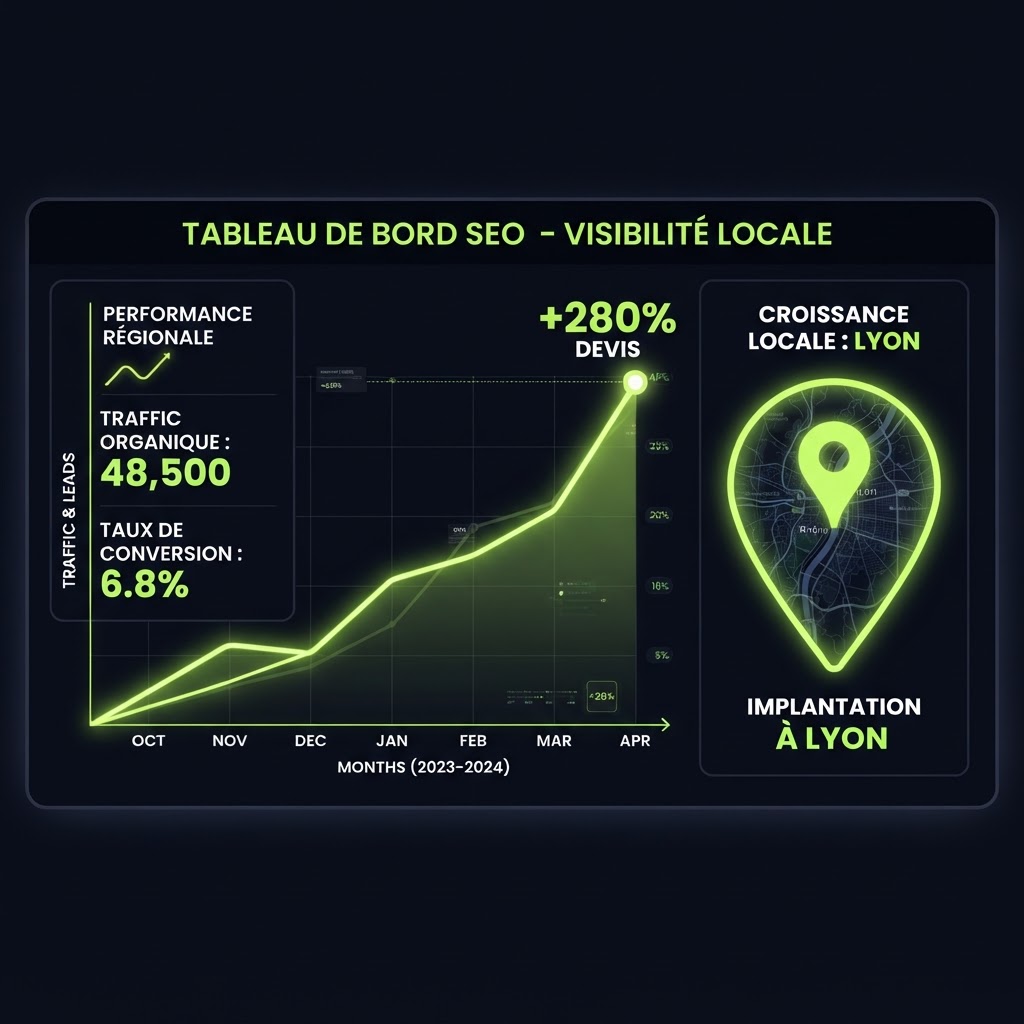 Résultats SEO local clôtures Lyon croissance devis