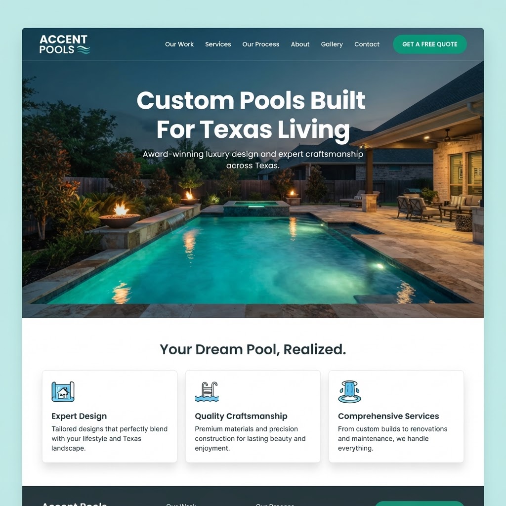 Accent Pools website