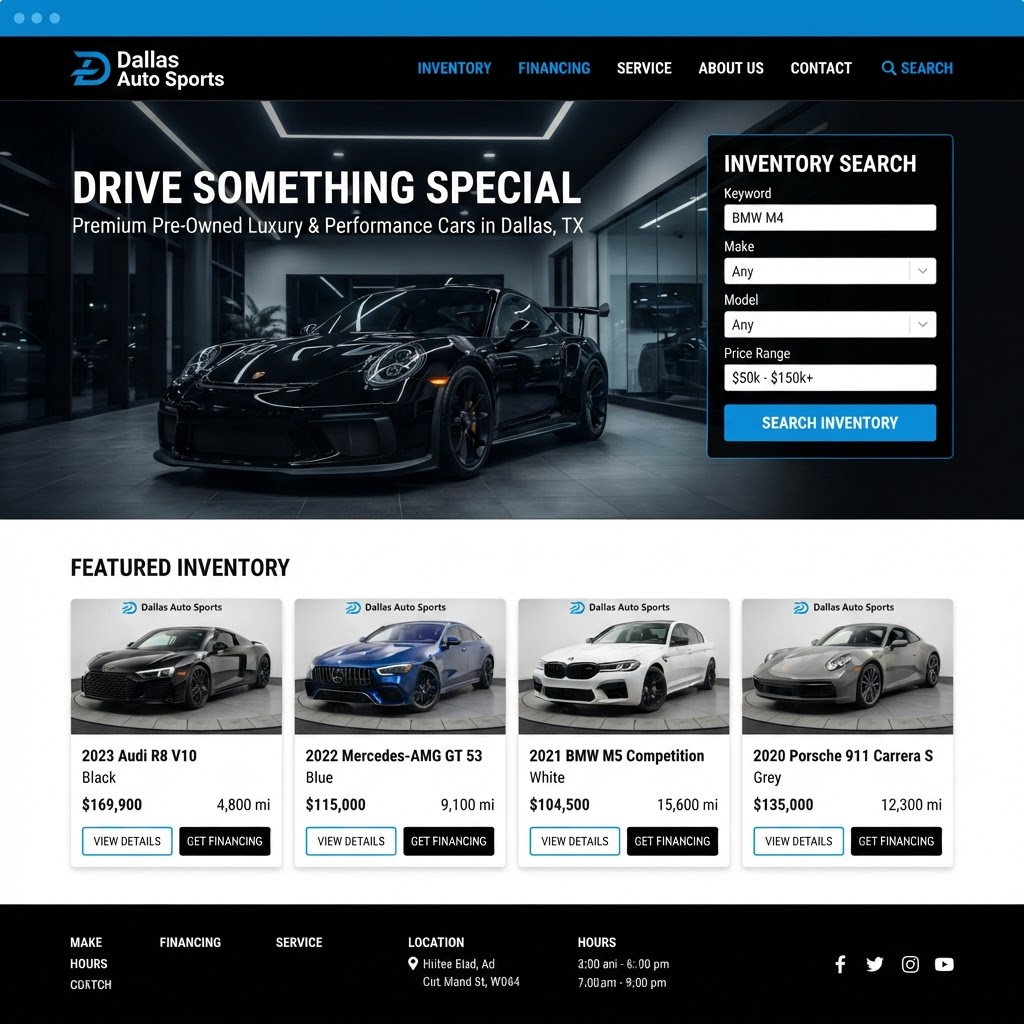 Dallas Auto Sports website