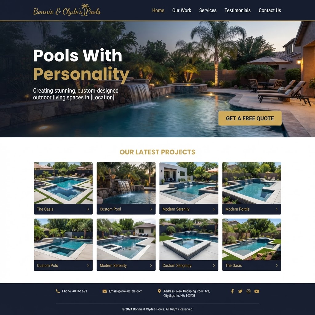 Bonnie & Clyde's Pools website