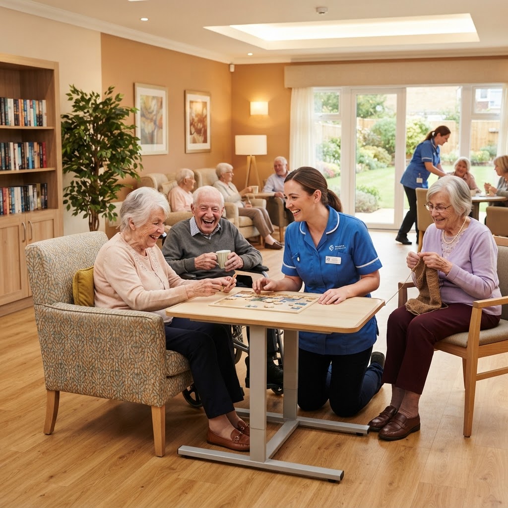 Nursing home facility with elderly patients receiving care