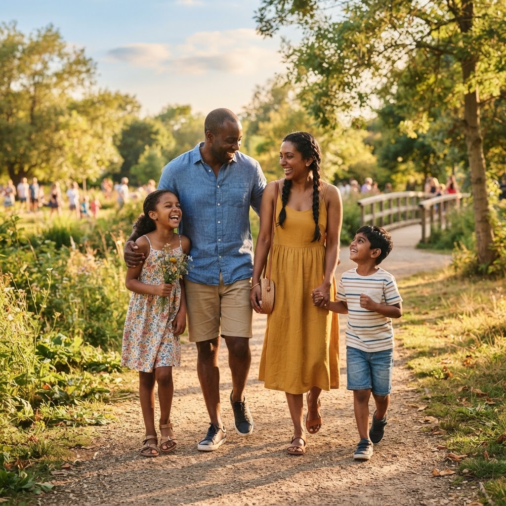 Happy family enjoying quality health together