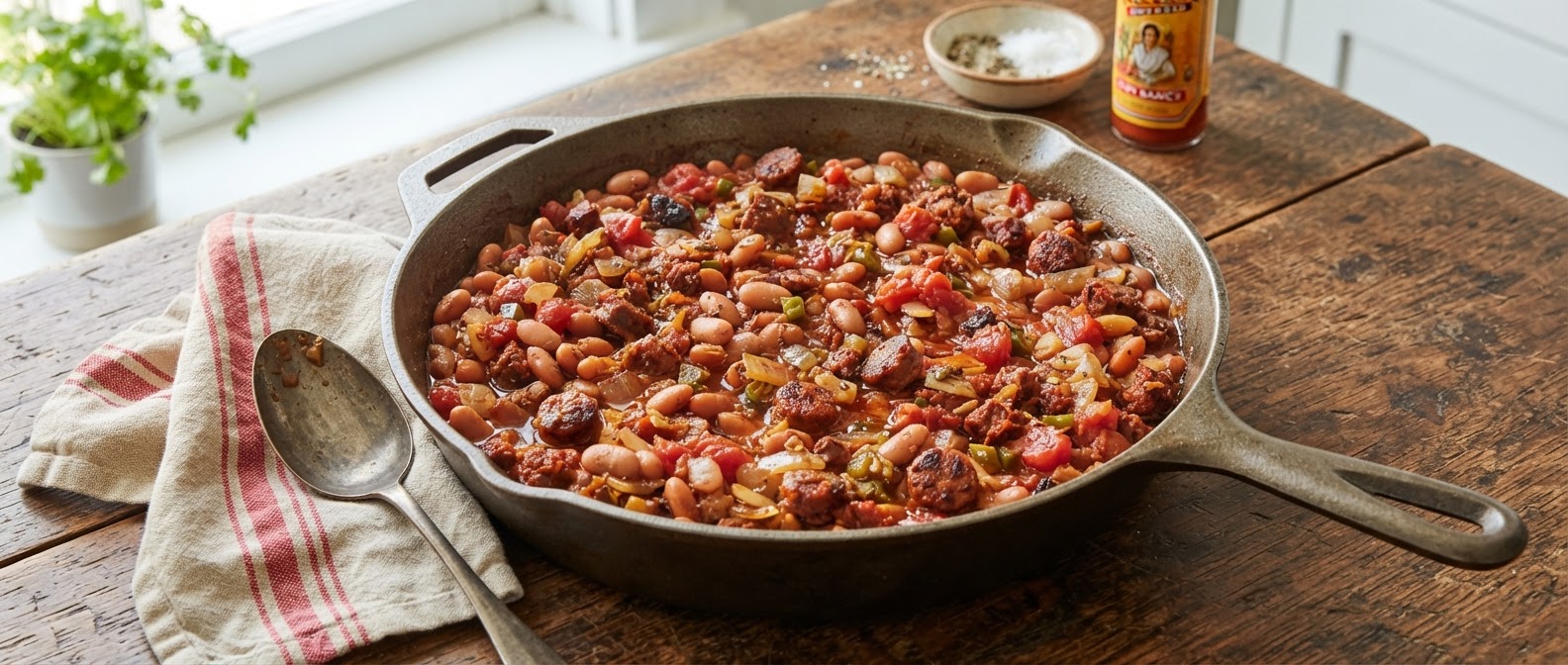Zesty Cowboy Beans with Chorizo