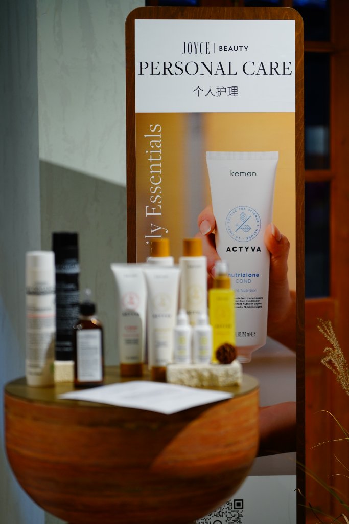 The personal care signage above the display