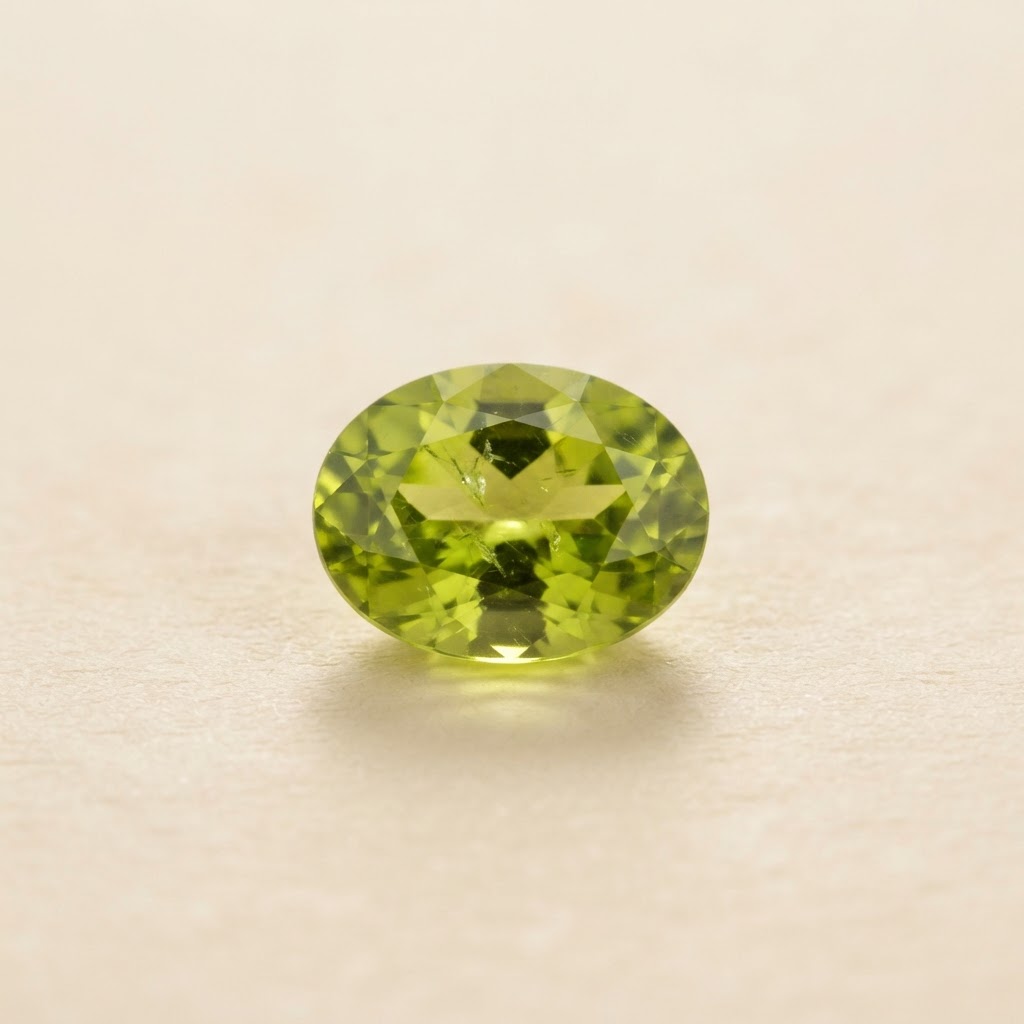 Genuine bright-green peridot gemstone, August birthstone