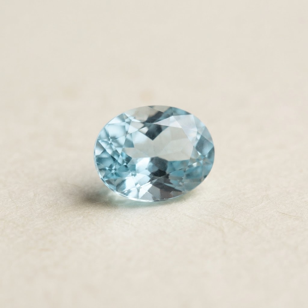 Genuine pale-blue aquamarine gemstone, March birthstone