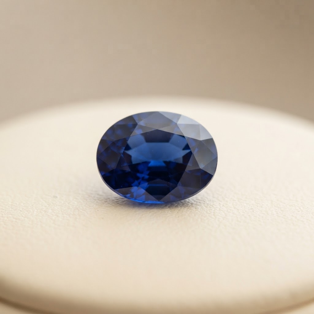 Genuine deep-blue sapphire gemstone, September birthstone