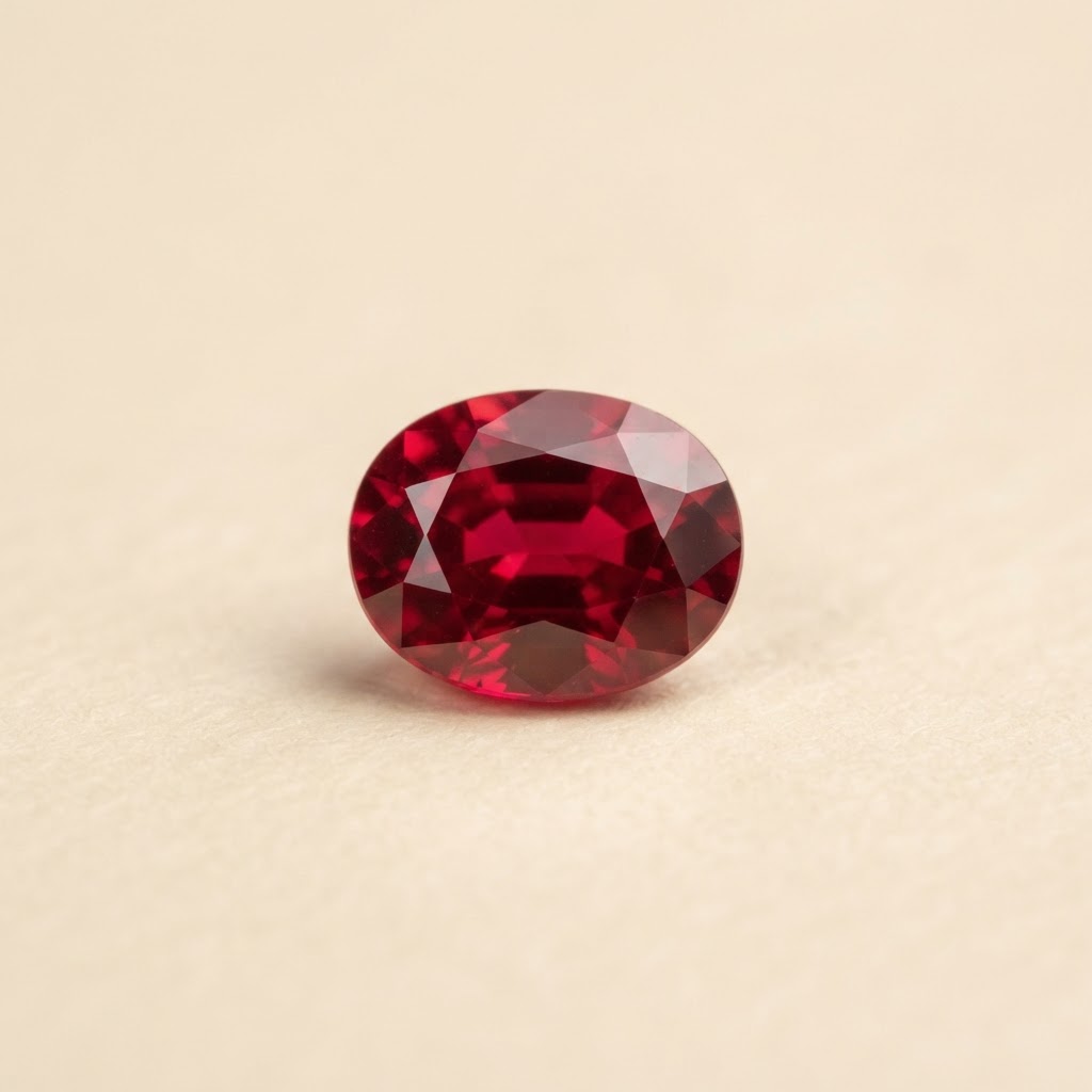 Genuine vivid-red ruby gemstone, July birthstone