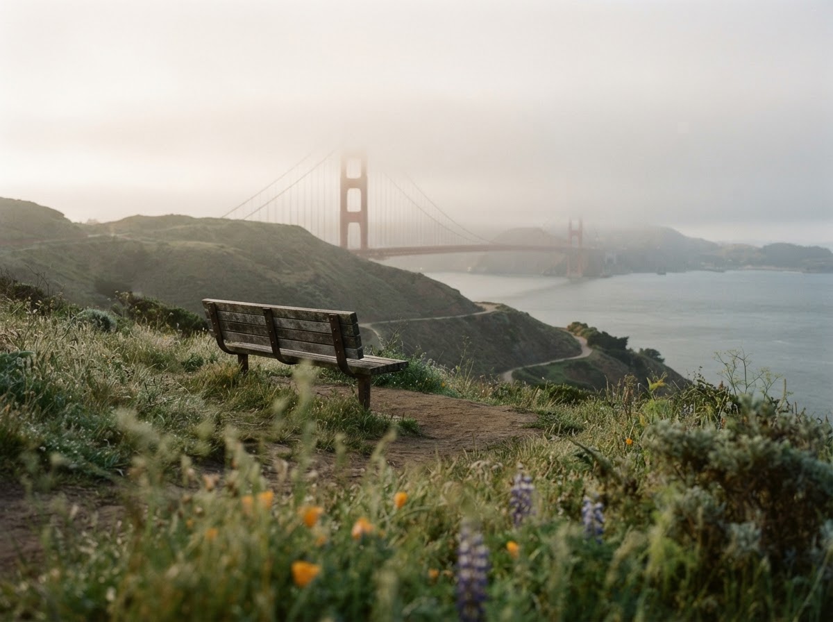 Fog drifting through the Presidio