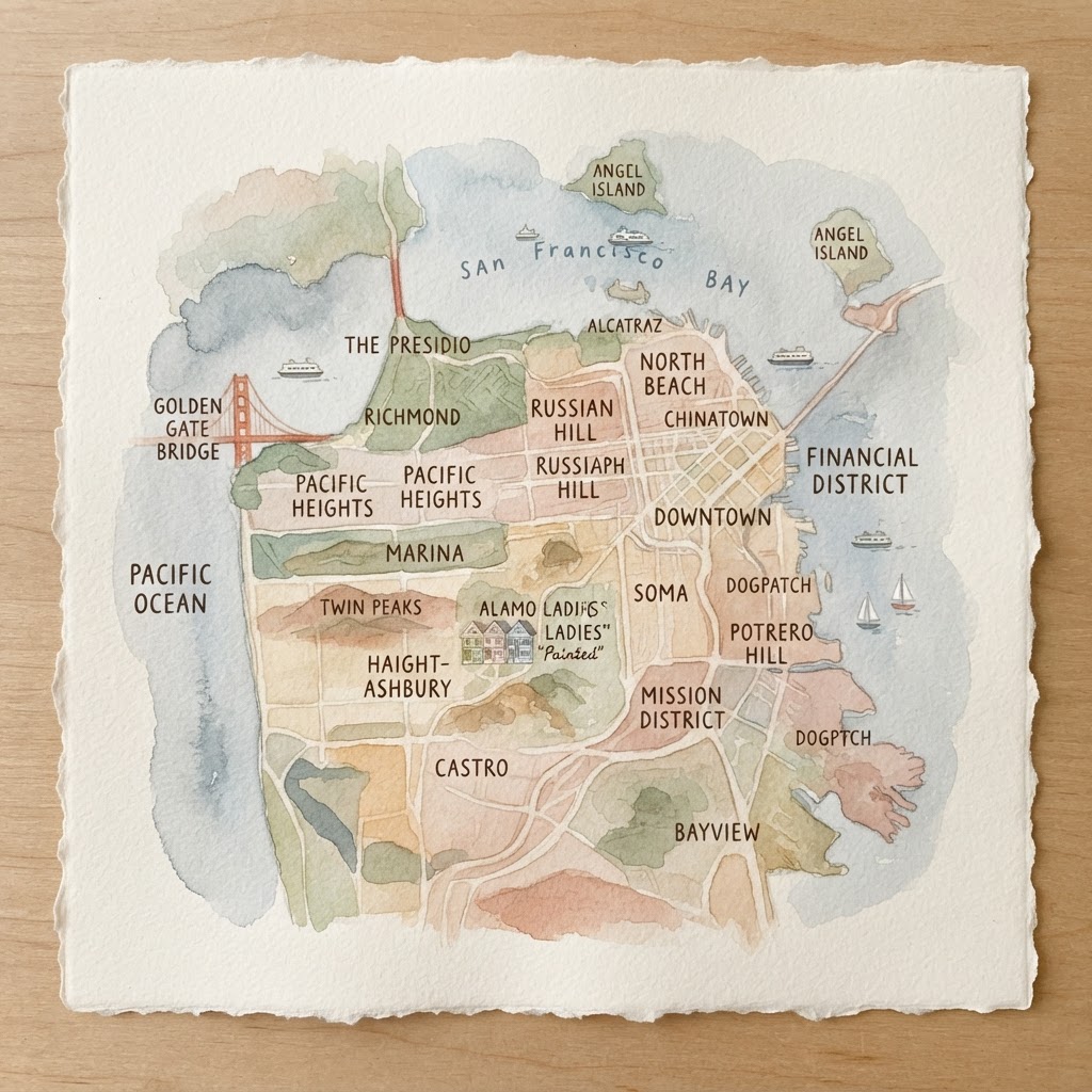 Watercolor map of San Francisco