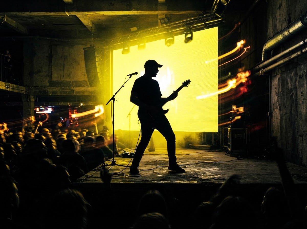 Musician in silhouette