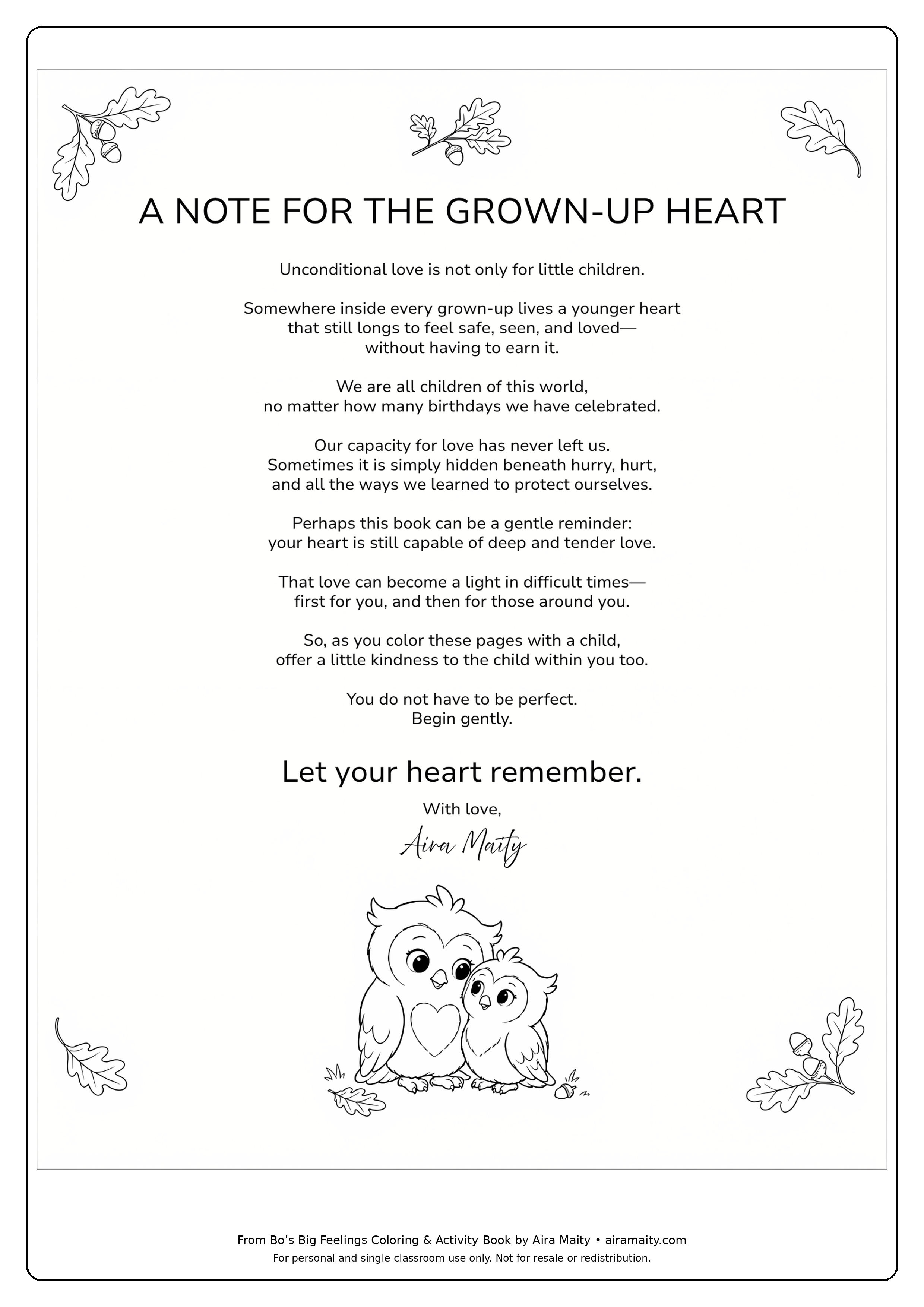 A Note for the Grown-Up Heart