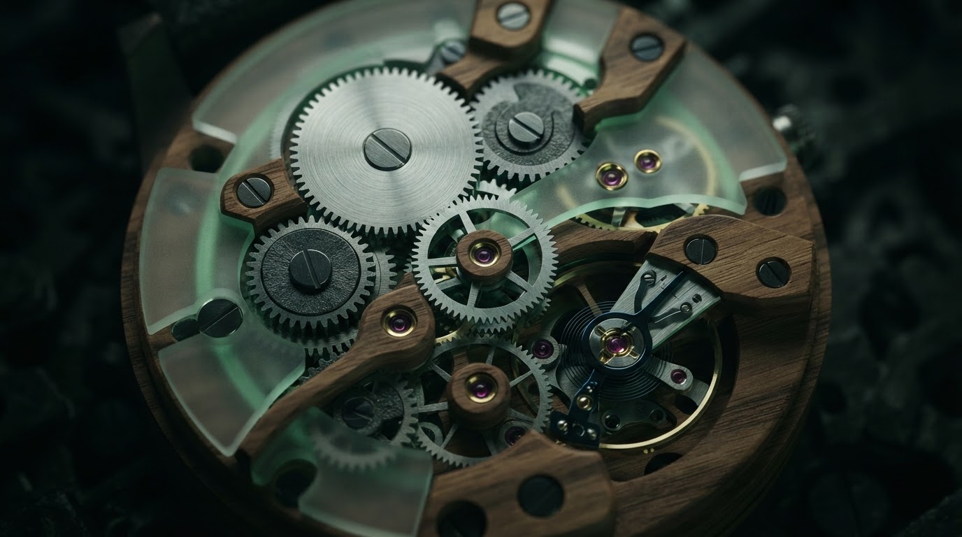 Sophisticated clockwork mechanism representing precise site management and automated updates