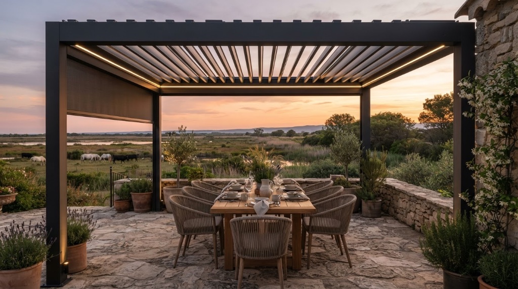 Pergola bioclimatique Soleïa en Camargue