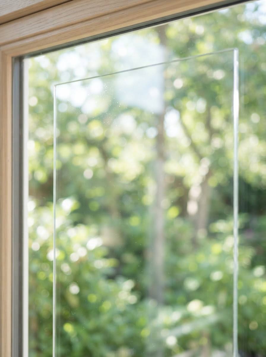 Klare, saubere Fensterscheibe im Sonnenlicht