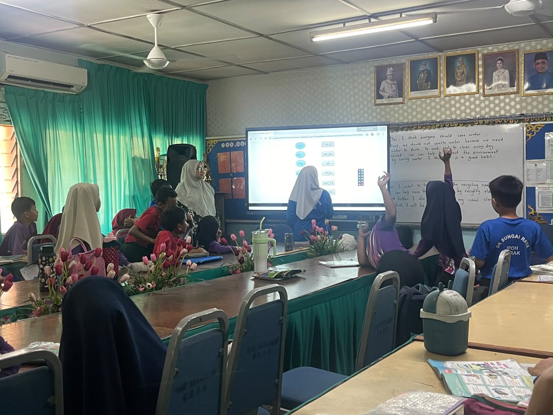 Interactive display board in use in a Malaysian classroom