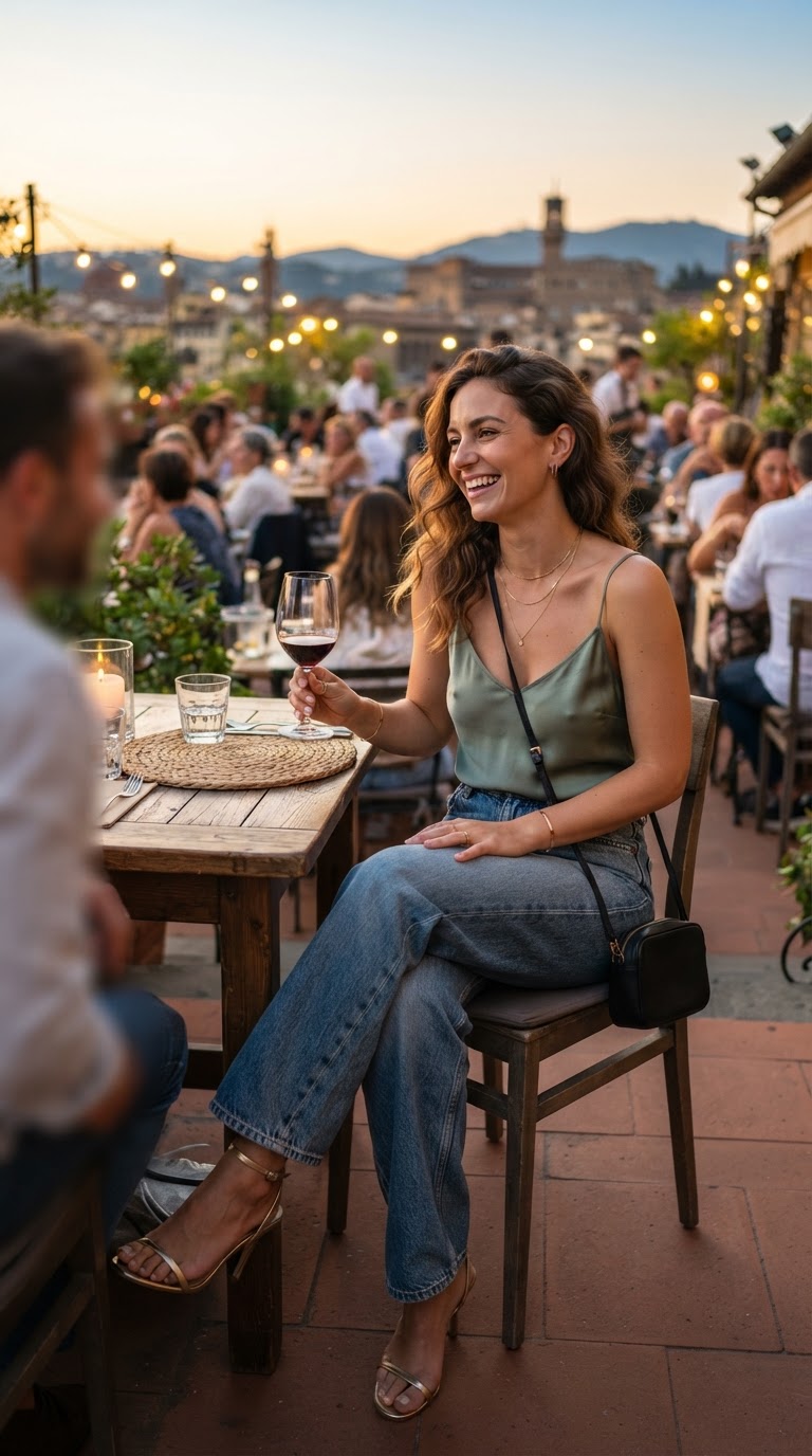 Blue washed jeans outfit idea — Elevated Camisole for Evening