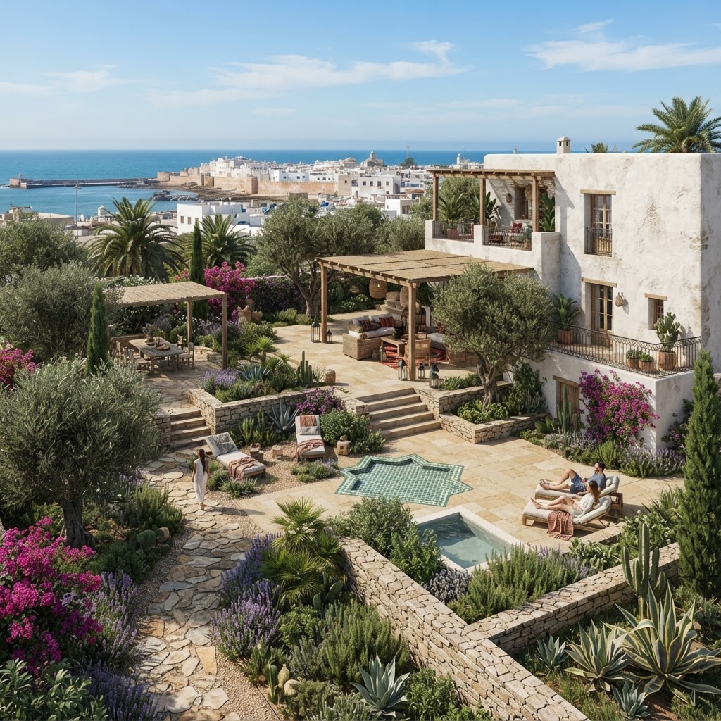 Aménagement jardin habité à Essaouira, Maroc — Yves Luby Architecte