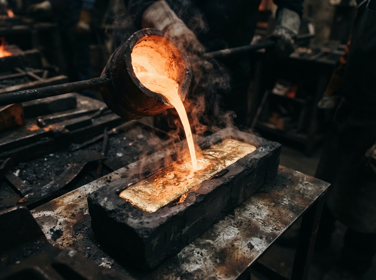 Gold the pour process