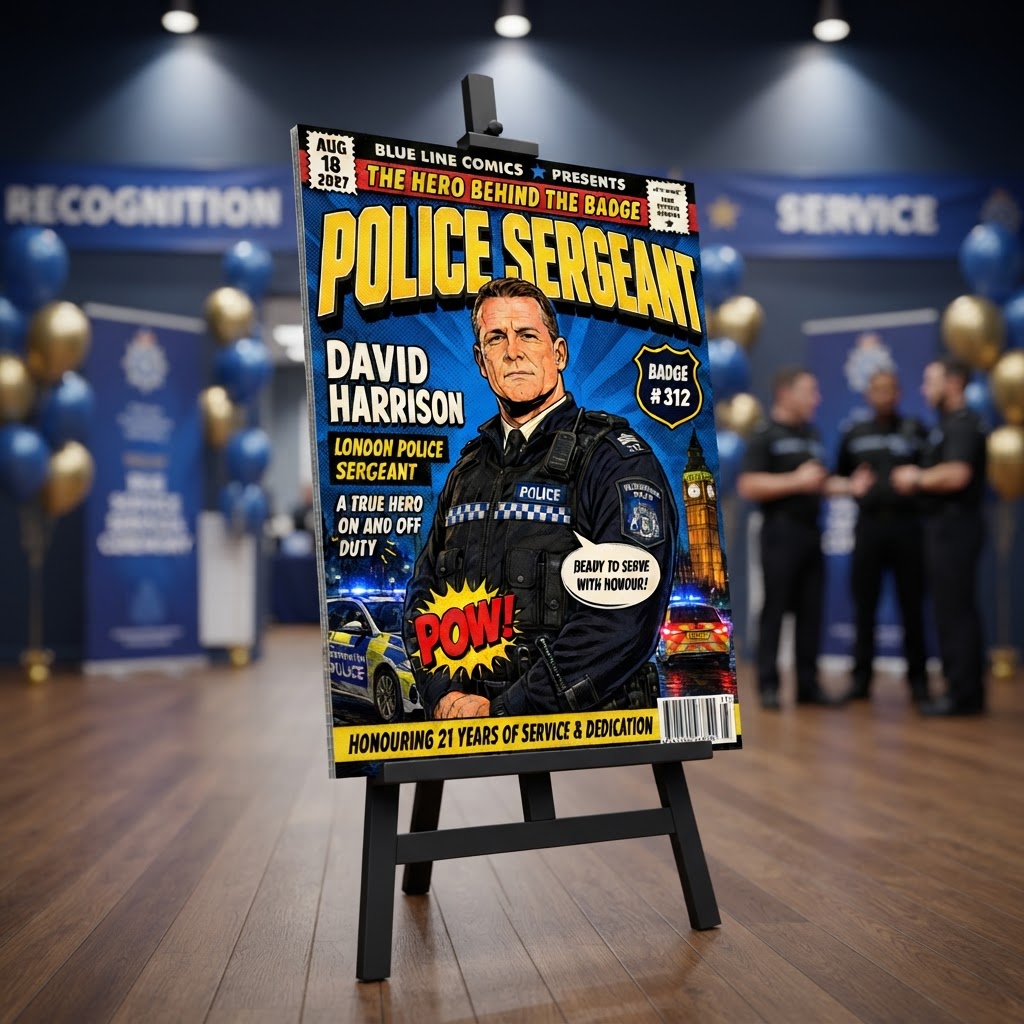 Personalised Welcome Board — 'Police Sergeant' Comic Book Service (David Harrison)