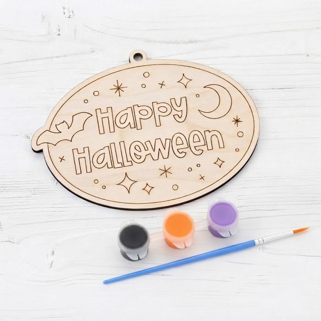 Paint Your Own Happy Halloween Plaque Kit — Ornament or Fridge Magnet