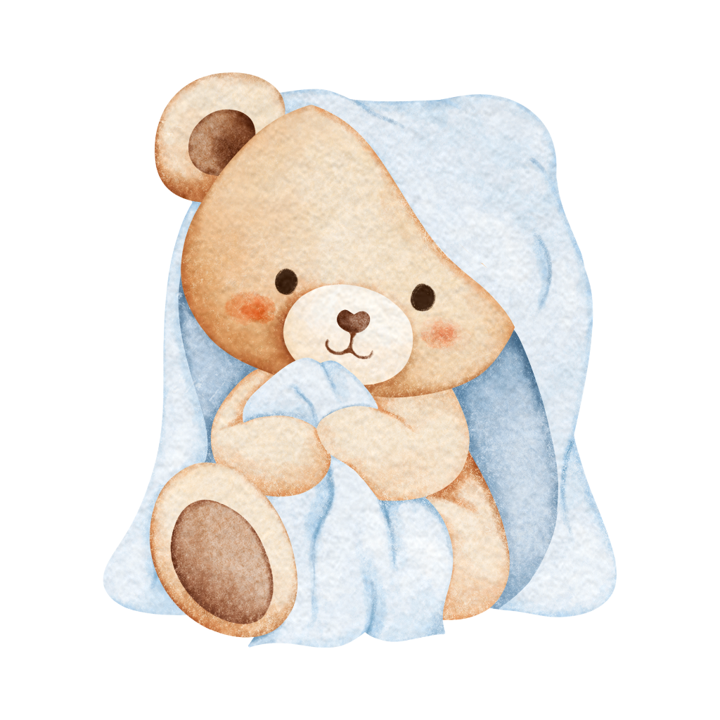Teddy Bear in Blue Blanket Cut-Out