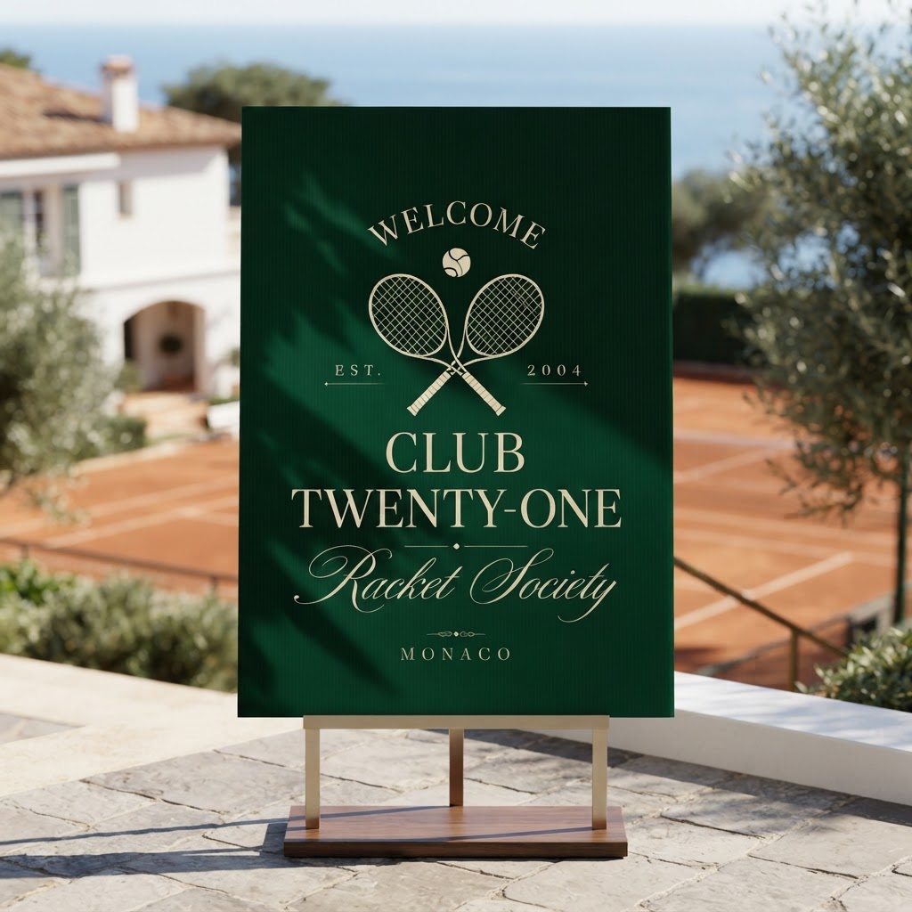 Personalised Welcome Board — Club Twenty-One Racket Society Monaco