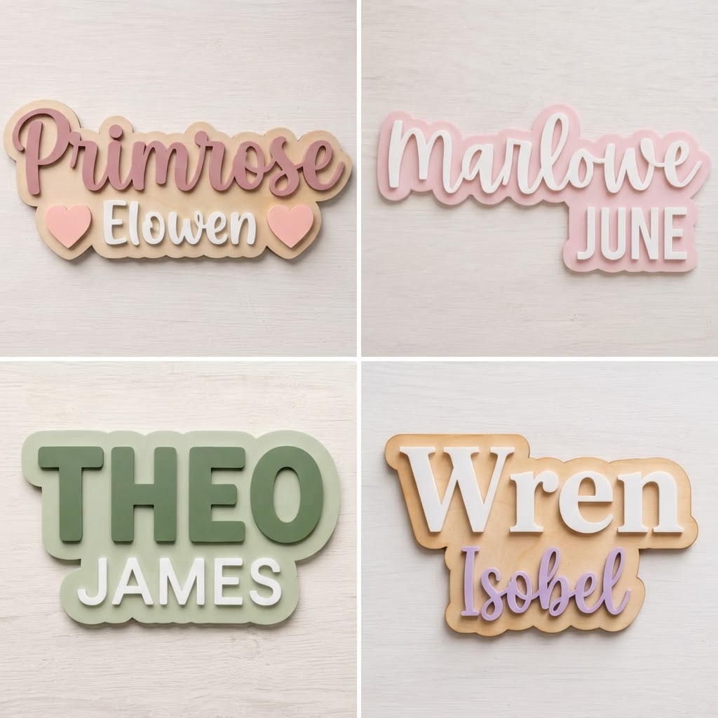 Layered Laser Cut Name Sign — Personalised