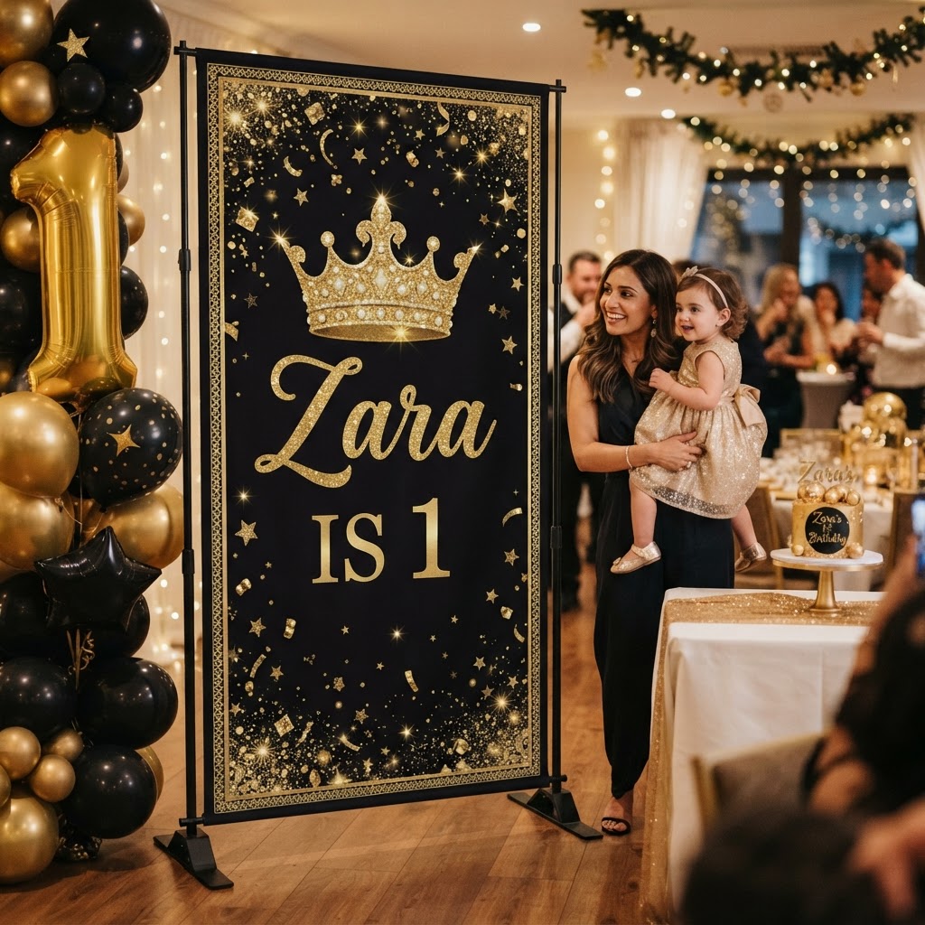 A beautifully decorated party backdrop brought to life