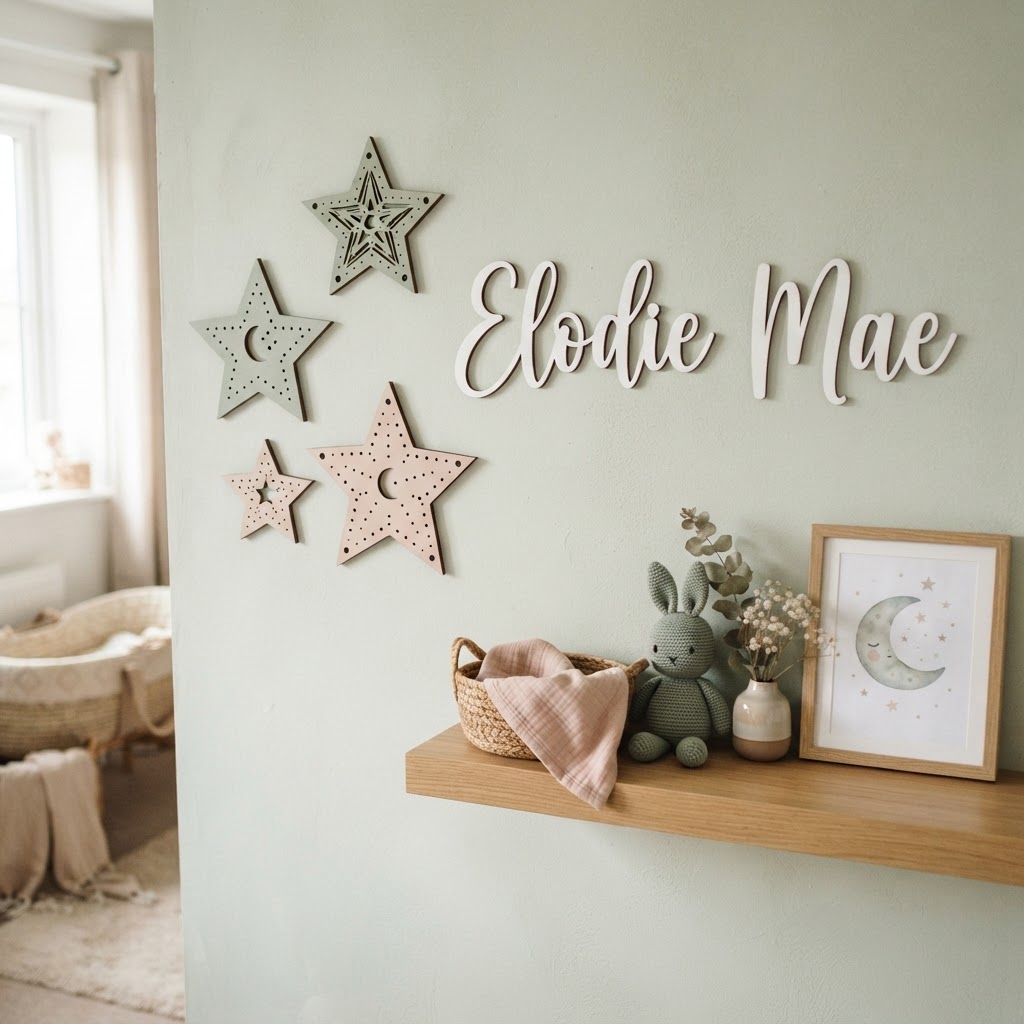 Laser Cut Wooden Stars — Set of 4 Wall Art