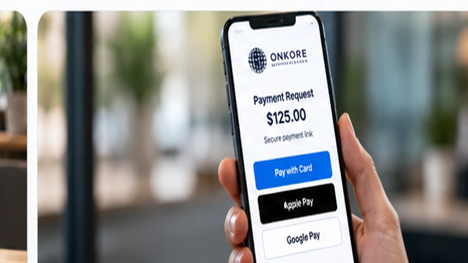 Illustrative mobile payment request and secure payment link on a smartphone