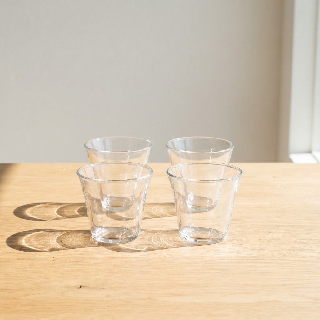 Crystal Clear Glass Cups Set (4pc)
