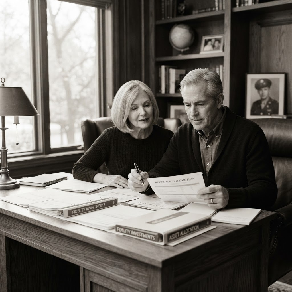 Mature couple reviewing retirement finances