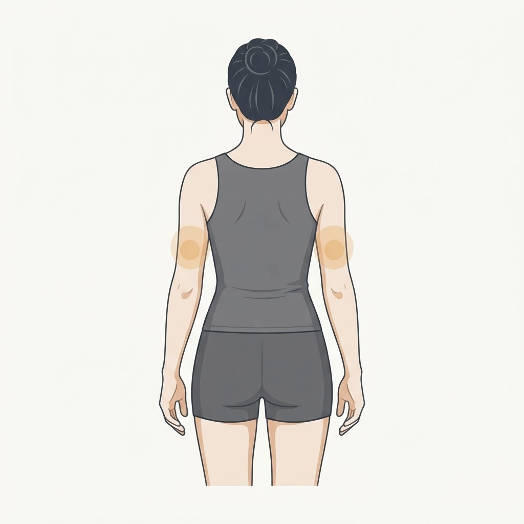 Rear view of injection sites on the back of the upper arms