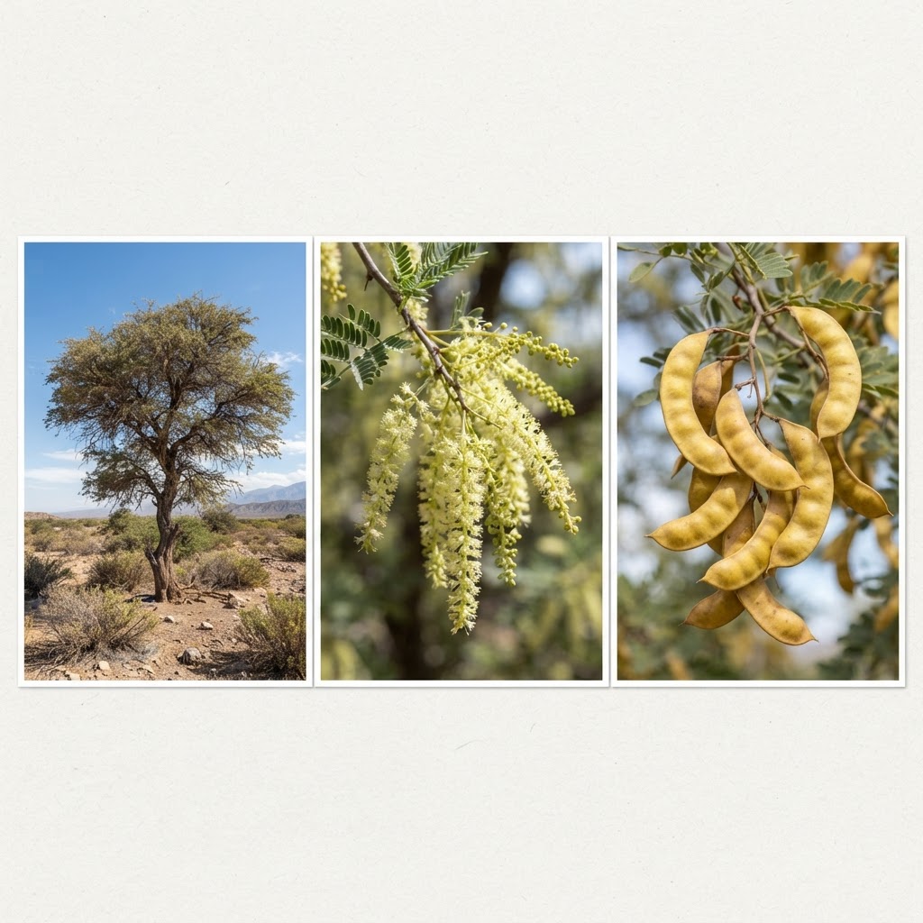 Algarrobo dulce: árbol o arbusto, flor y fruto