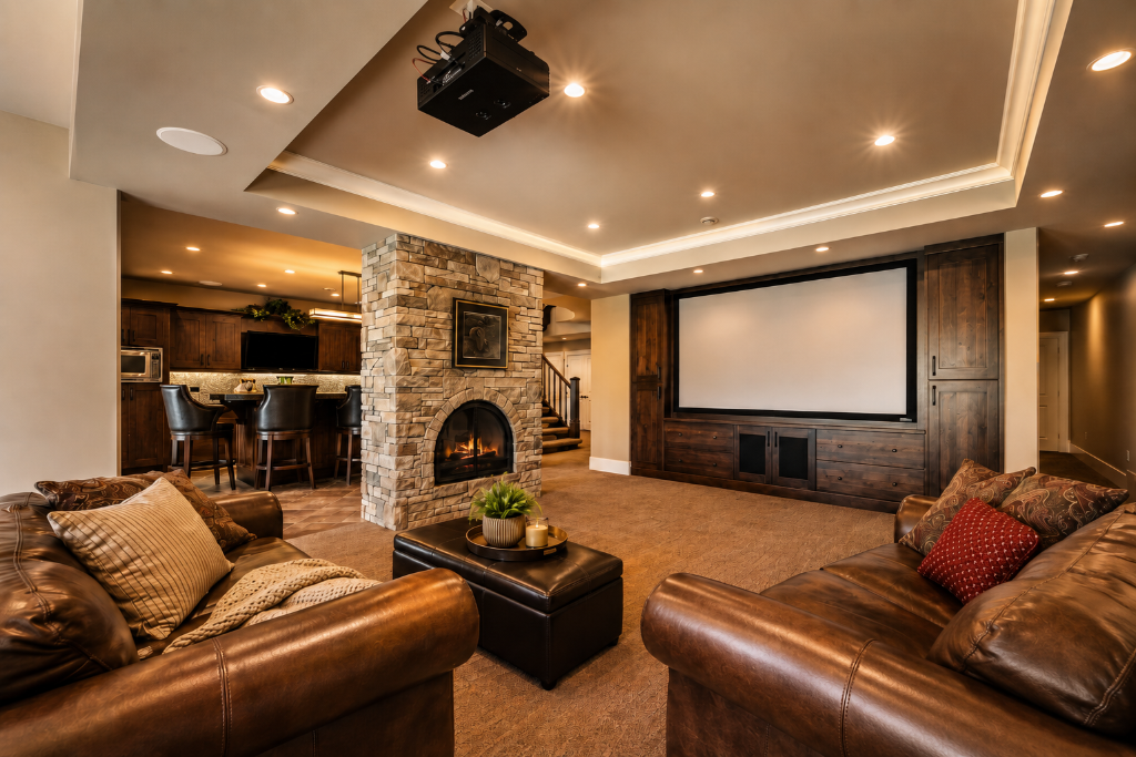 Private cinematic theatre with distraction-free sightlines
