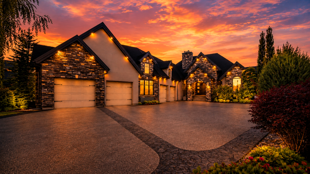 Lakeside Estates front entrance at golden hour