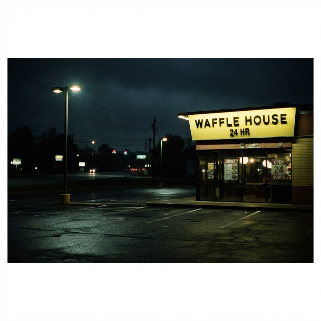 Waffle House restaurant at night where the shooting occurred