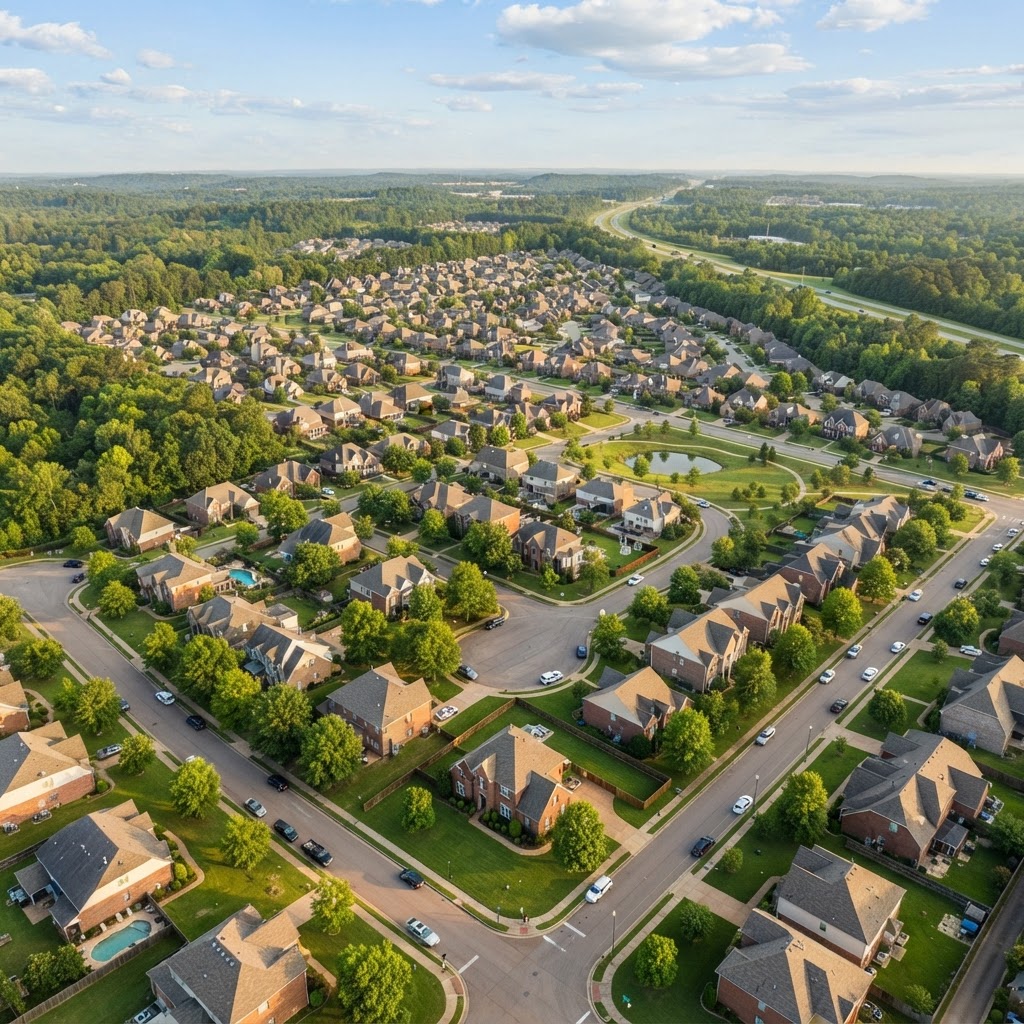 Suburban homes in DeSoto County, Mississippi