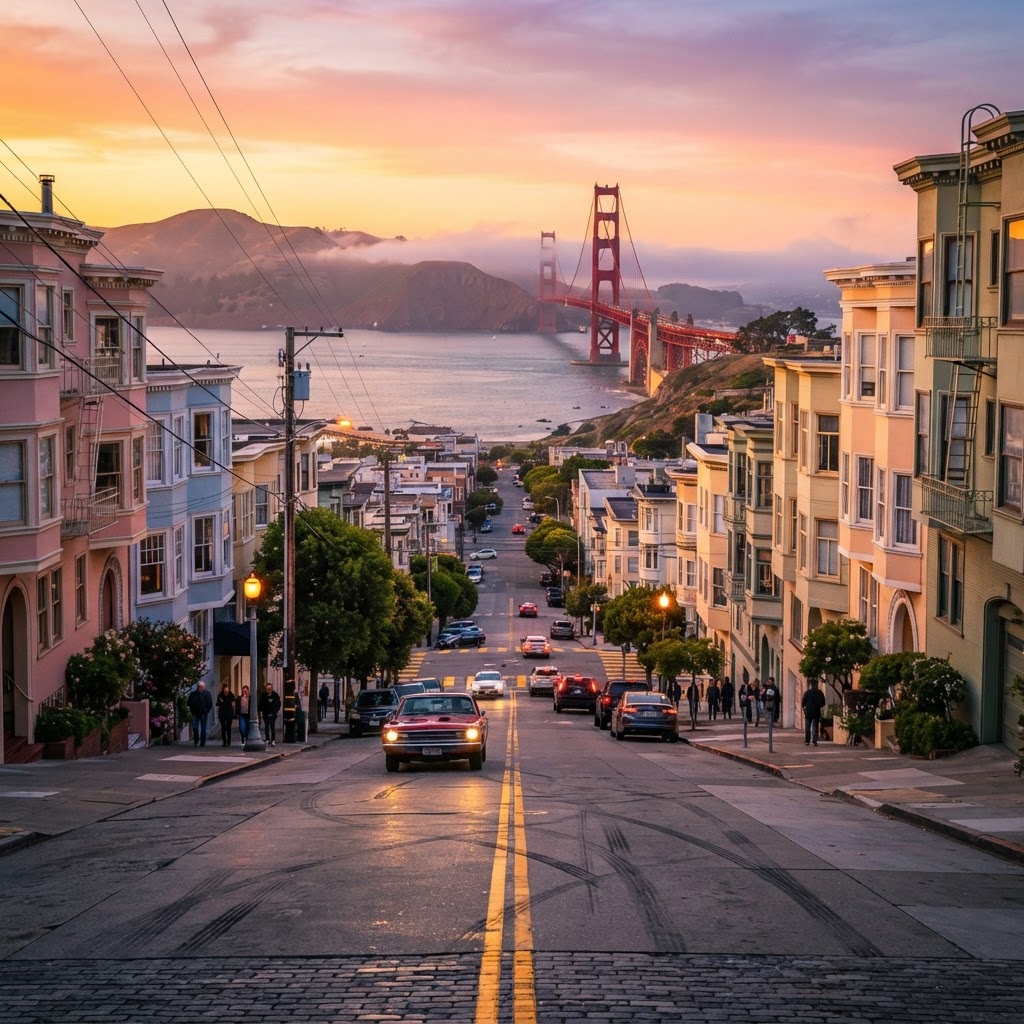 Bay Heights — Steep hills over a foggy bay — racing track in Neon Drift