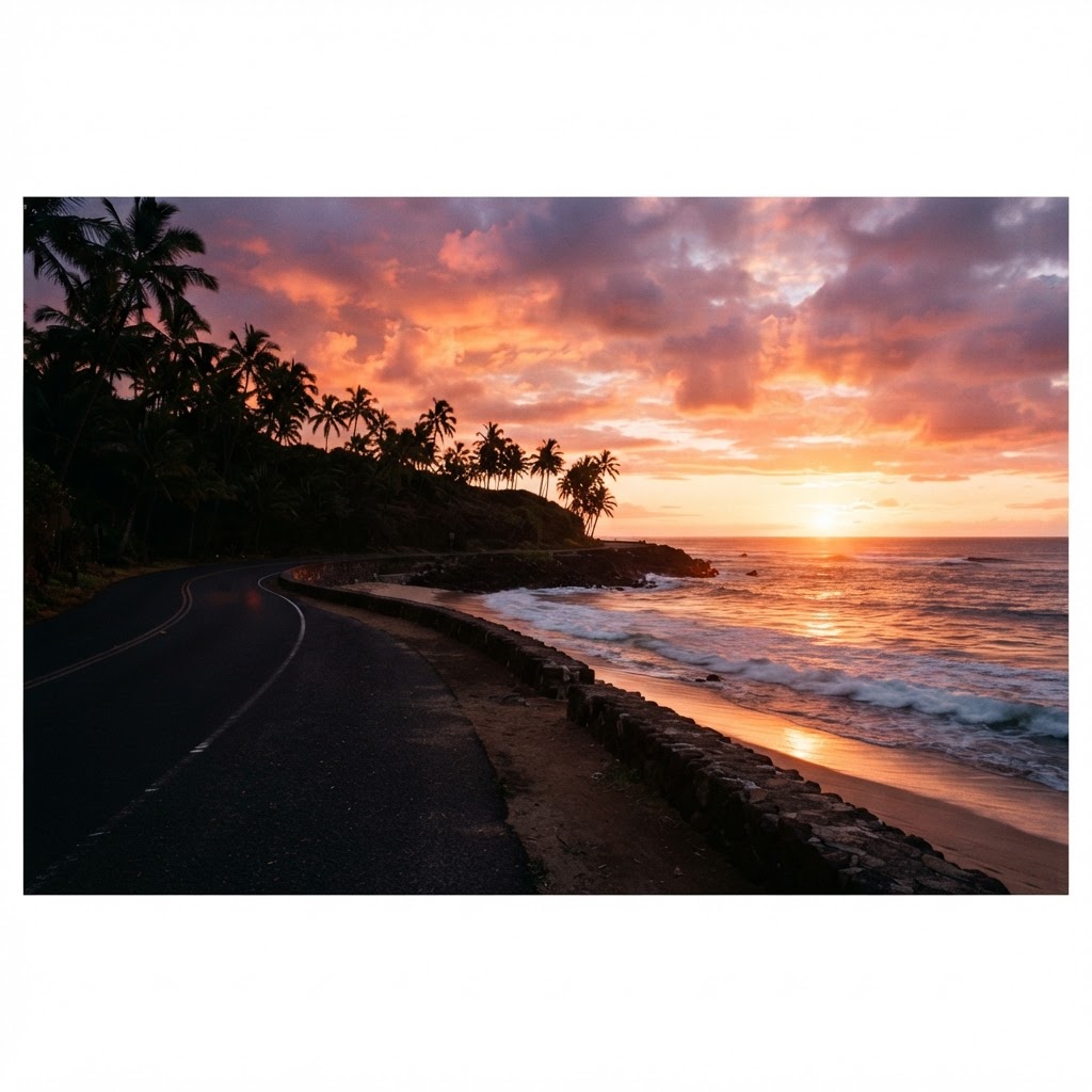 Sunset Beach — Wide arcs along the ocean — racing track in Neon Drift